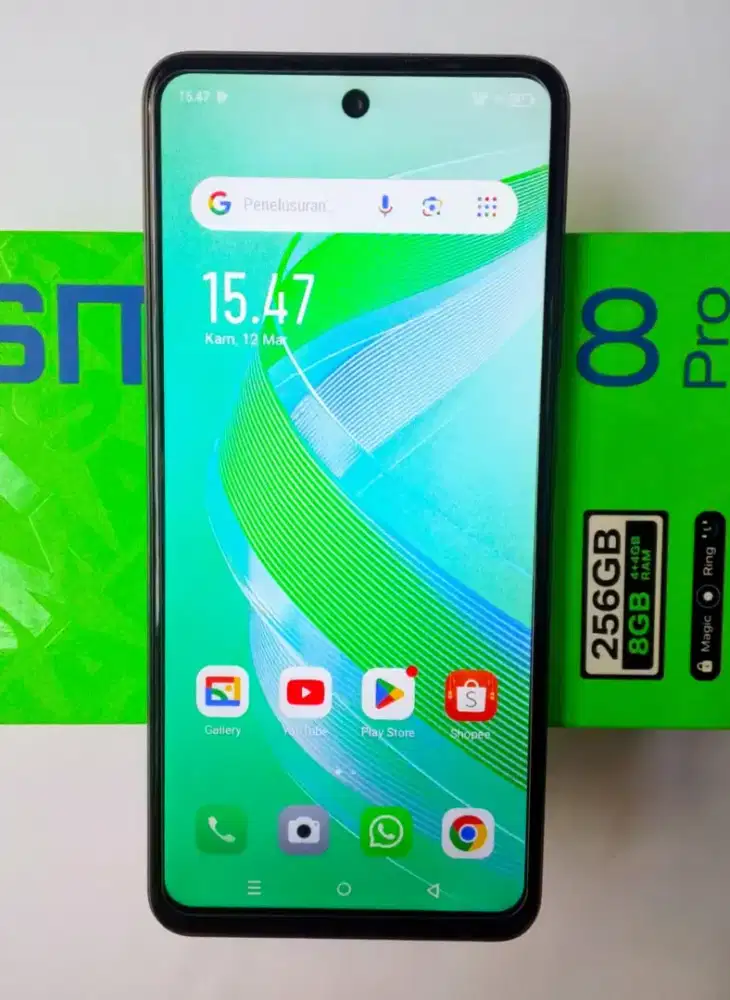 Infinix Smart 8 Pro memori 256GB, ram 4+4GB Fullset