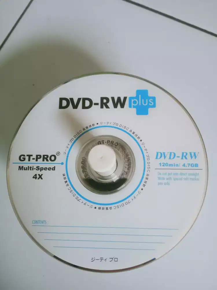 DVD-RW Plus GT-PRO 4,7Gb (bisa dihapus)