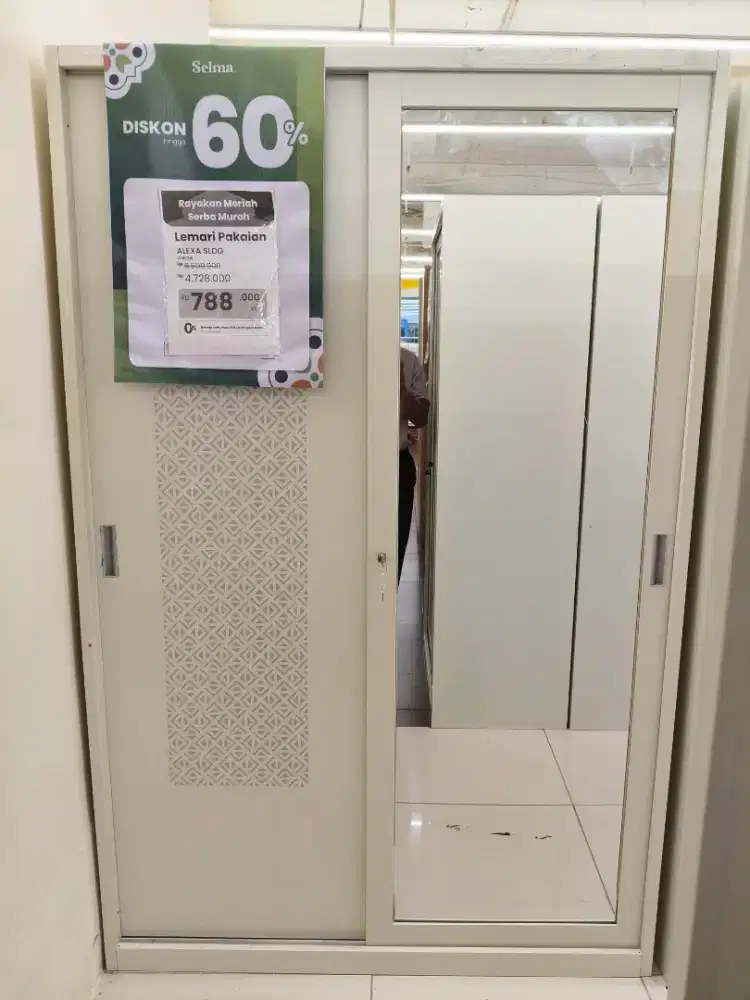 Selma Alexa Lemari Pakaian 2 Pintu Geser Putih – Modern & Hemat Ruang
