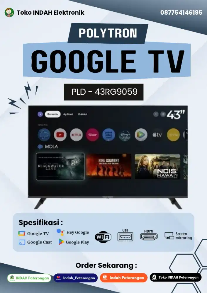 Polytron LED GOOGLE TV 43 inch FHD PLD 43RG5059