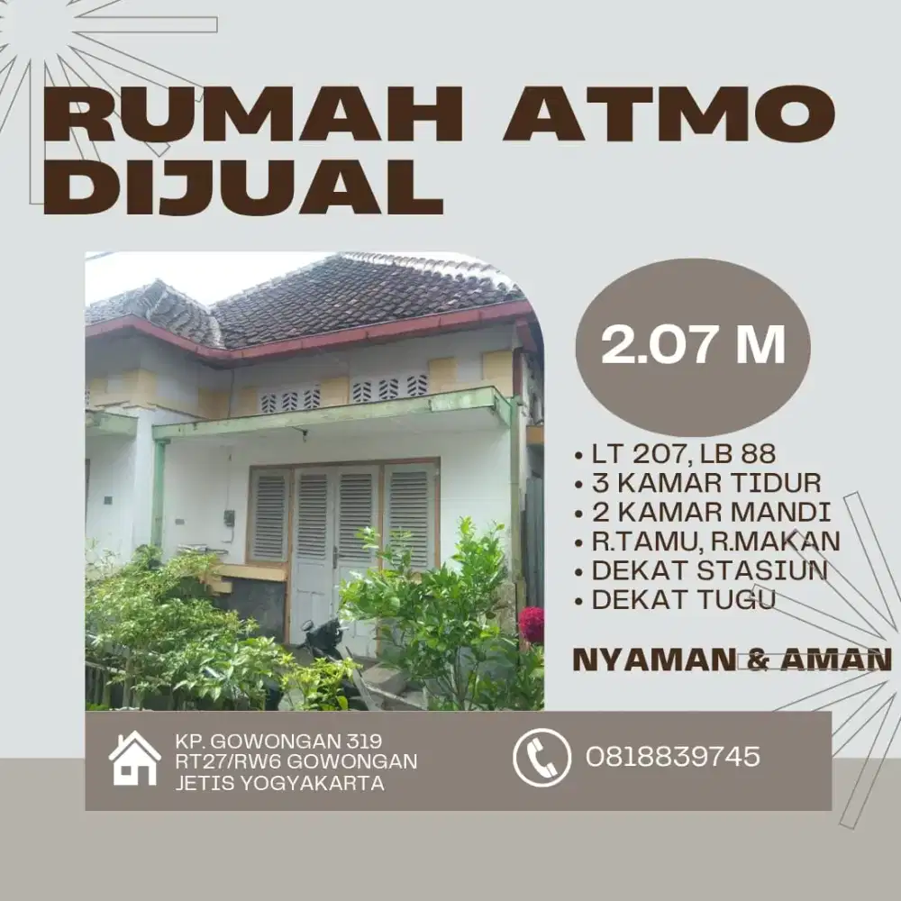 RUMAH ATMO, DEKAT TUGU DAN STASIUN