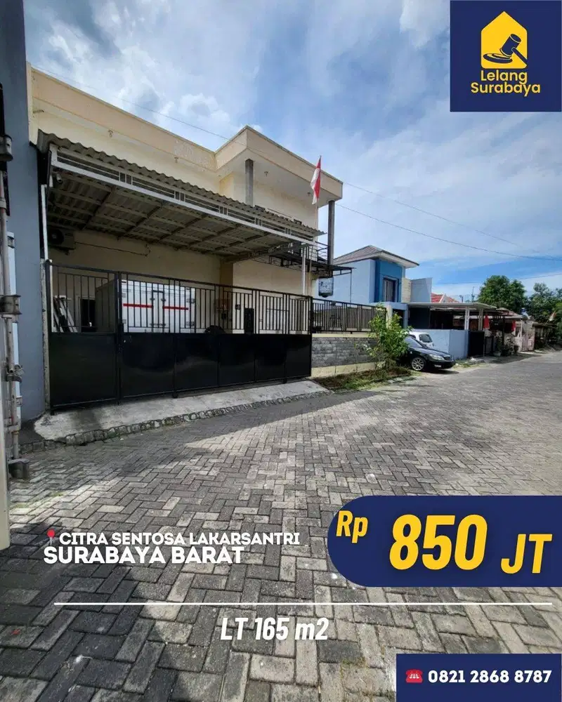 Lelang Rumah Citra Sentosa Lakarsantri Surabaya - LT 165m2