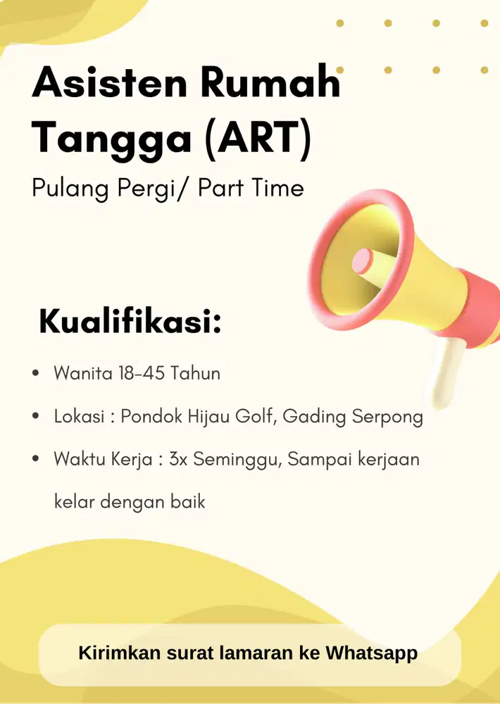 Loker ART Pulang Pergi Gading Serpong Tangerang