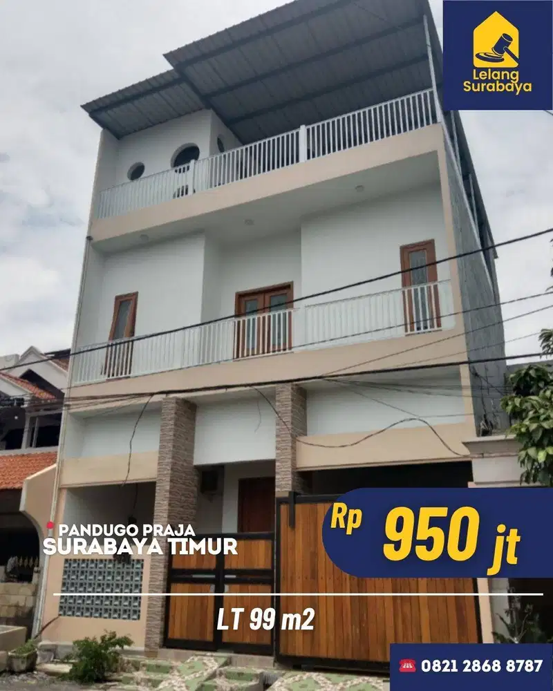 Lelang Rumah Pandugo Praja Surabaya SHM Dekat UPN & MERR