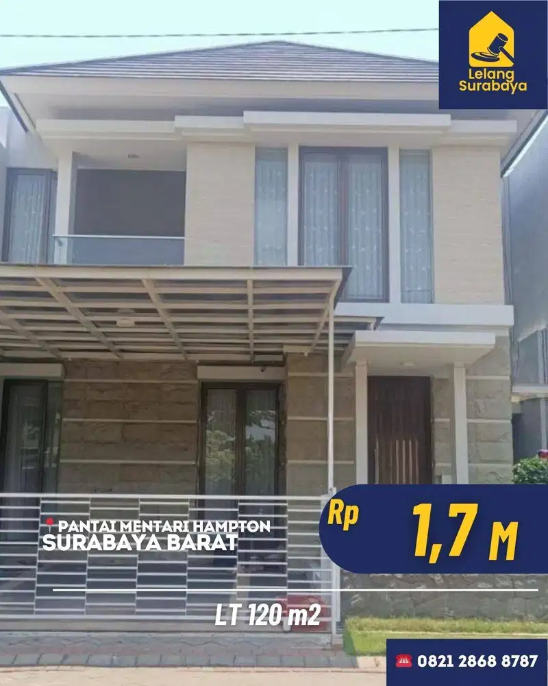 Lelang Rumah Pantai Mentari Hampton Surabaya SHM LT 120m2