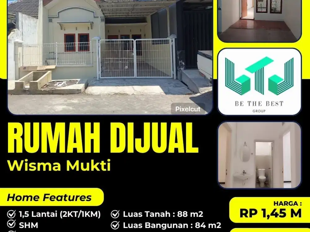 1,5 LANTAI!! DIJUAL CEPAT RUMAH DI PERUM WISMA MUKTI SUKOLILO SURABAYA FREE WATER HEATER DLL