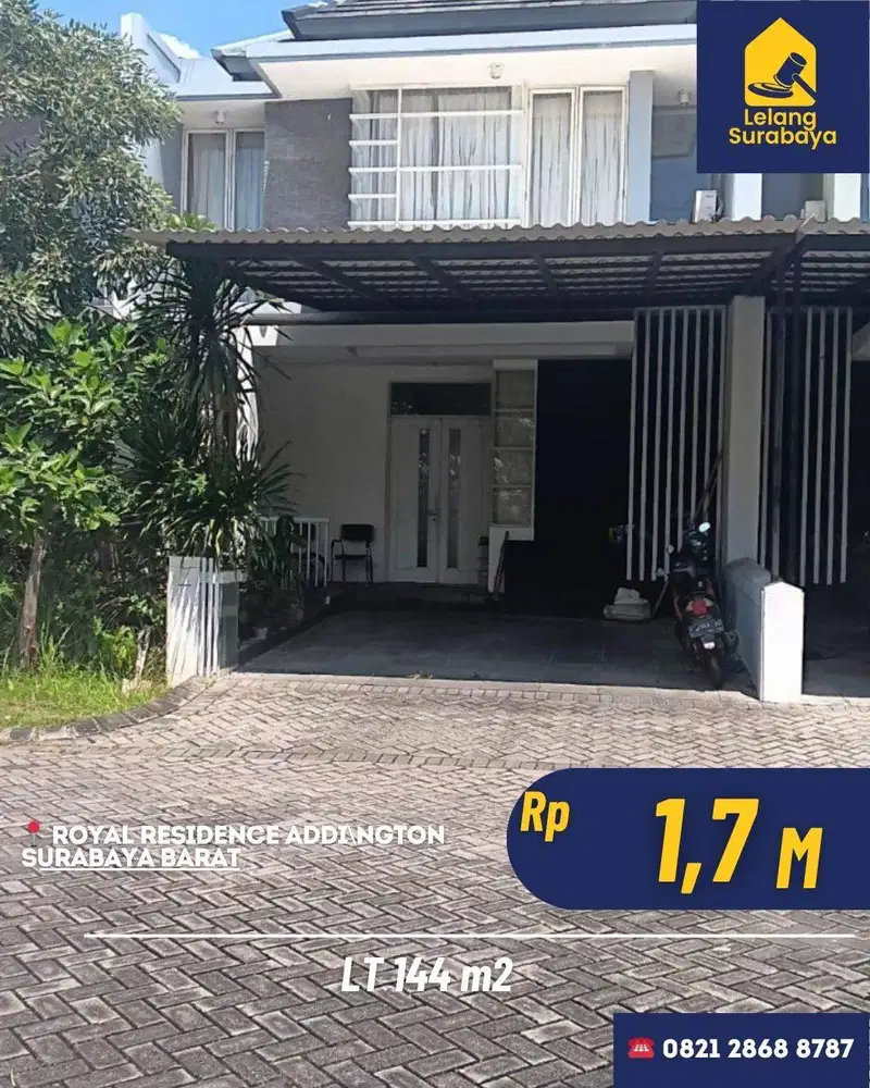 Lelang Rumah Royal Residence Addington Surabaya SHM Row 8m