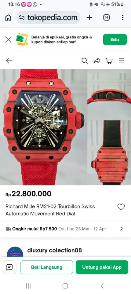 Jam tangan Richard mille  RM 12 01 .