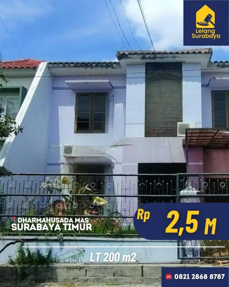 Lelang Rumah Dharmahusada Mas Surabaya SHM LT 200m2 Dekat ITS