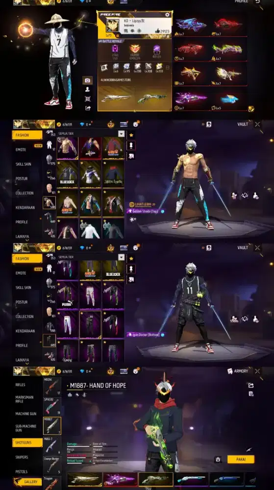 jual akun ff spek gg, dana pelajar 300k