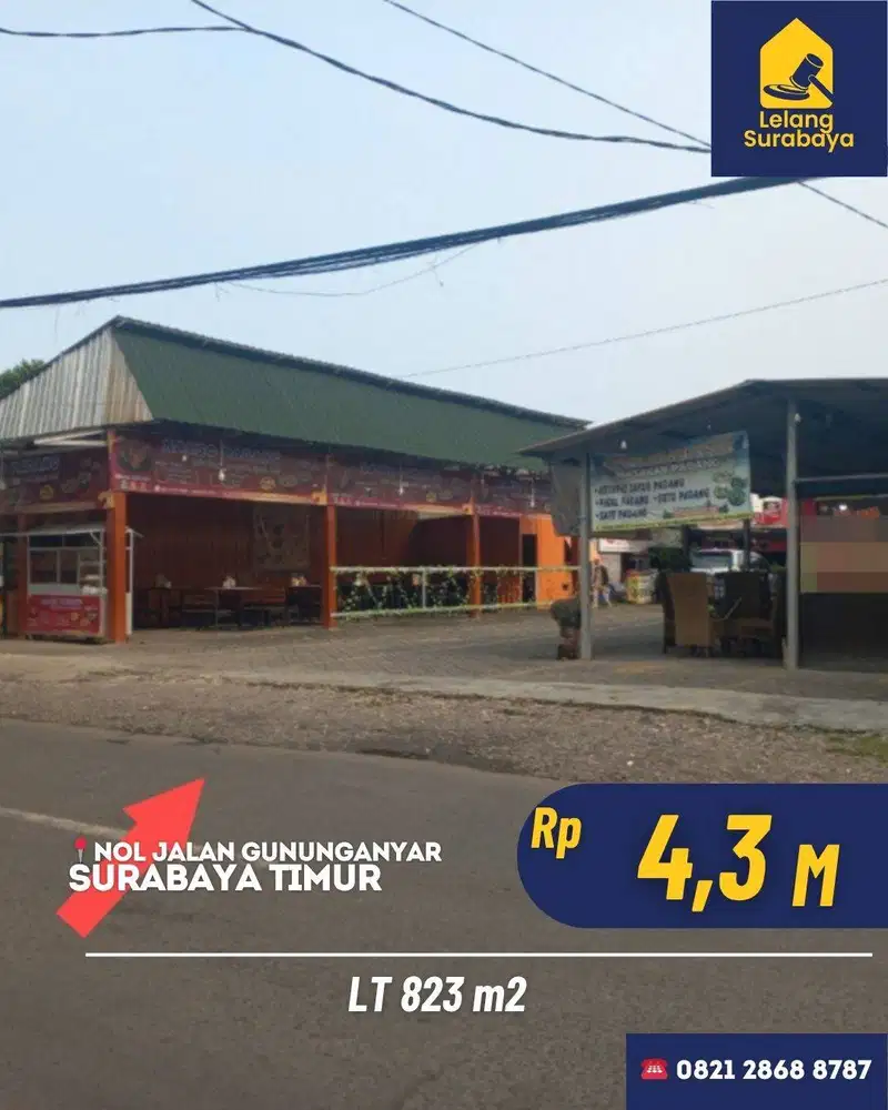 Lelang Komersial Nol Jalan Kyai Abdul Karim Surabaya LT 823m2 SHM