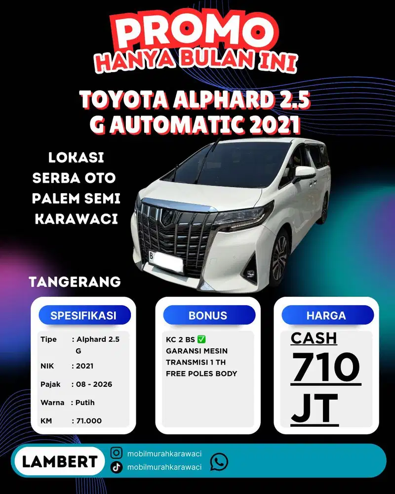 Alphard 2021 Putih Perorangan bukan PT barang istimewa