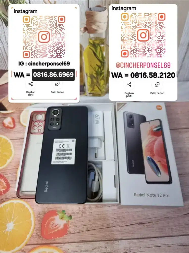 Jual hp istimewa REDMI NOTE 12 PRO 8/256 likenew tinggal pakai