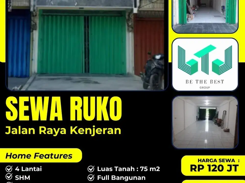 0 JALAN RAYA KEMBAR KENJERAN!! DISEWAKAN RUKO (4 LANTAI) BARU RENOV SURABAYA UTARA