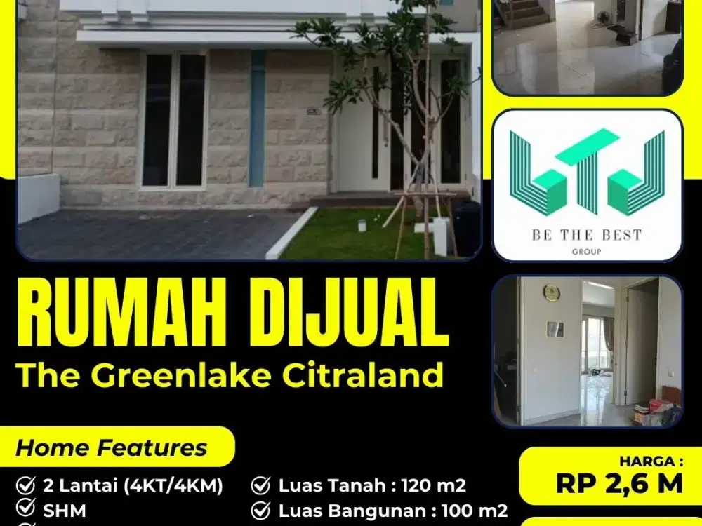 FREE AC & MESIN CUCI!! RUMAH DIJUAL THE GREENLAKE CITRALAND LAKARSANTRI SURABAYA BARAT