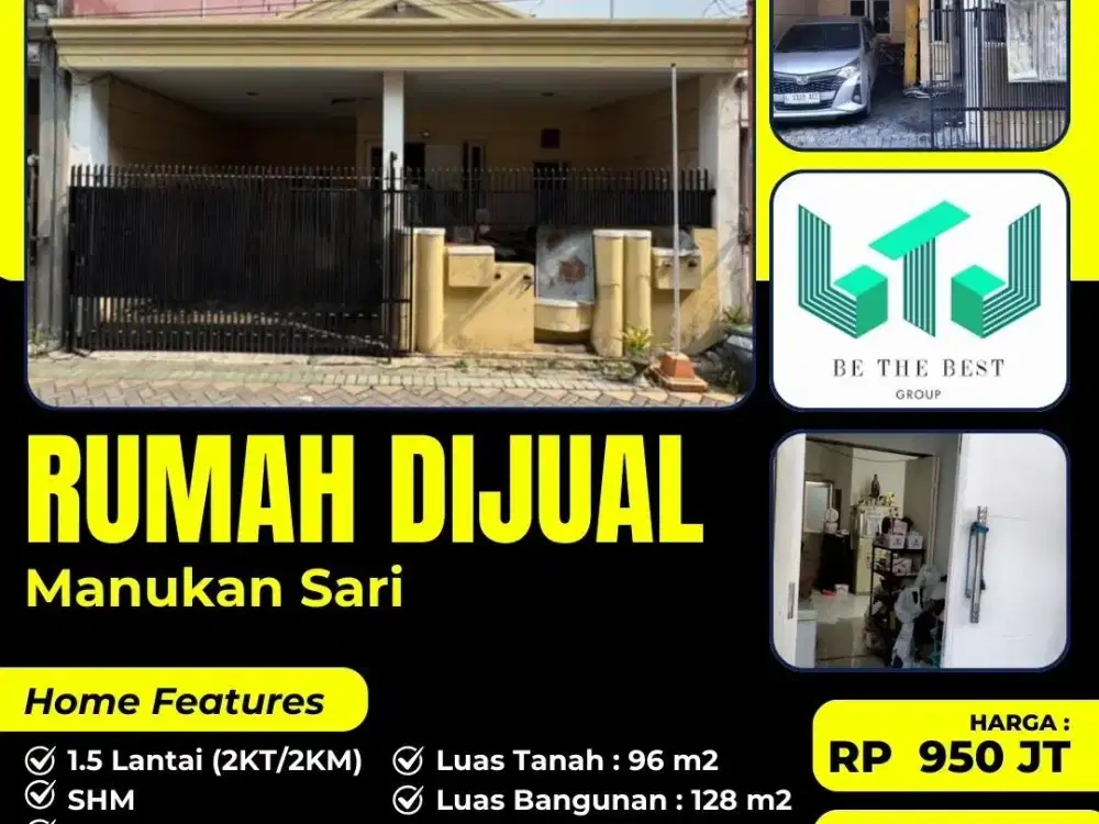 1,5 LANTAI!! DIJUAL RUMAH MANUKAN SARI - TANDES SURABAYA BARAT