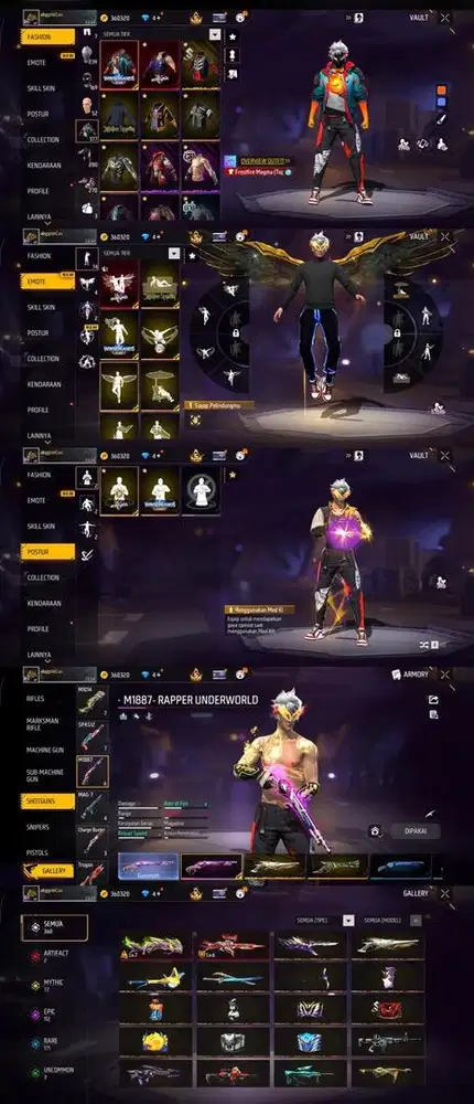 JUAL AKUN FF SPEK CEK FOTO AJA SG REAPER LOG GOGGLE