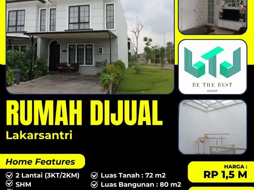 SIAP HUNI!! DIJUAL RUMAH LAKARSANTRI SURABAYA BARAT – 2 LANTAI UNIT ISTIMEWA PUOLL