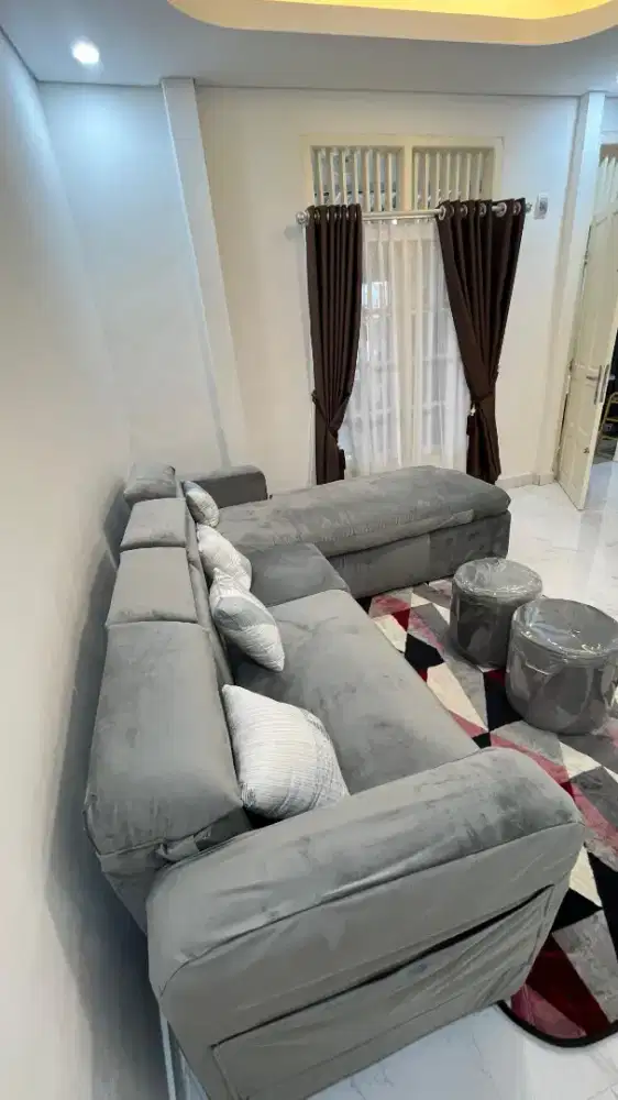 Sofa L Premium Bludru Jumbo ukuran 200x225