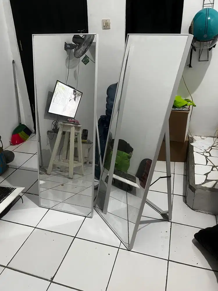 Cermin berdiri (standing mirror) estetik cantik warna putih