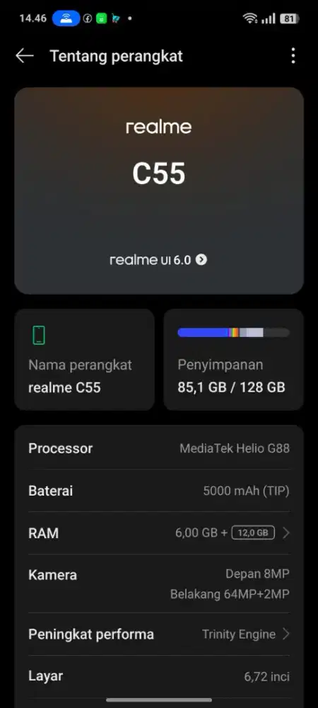 realme c55 ram 12/128