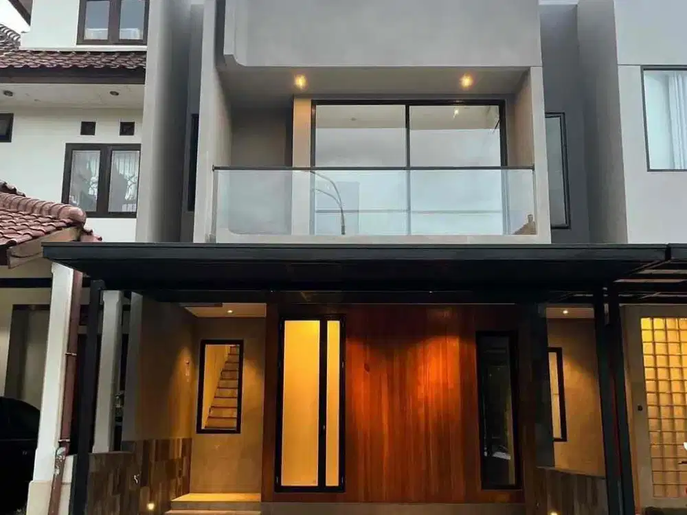 Rumah modern kontemporer 3 lantai di perumahan elite Cirendeu.