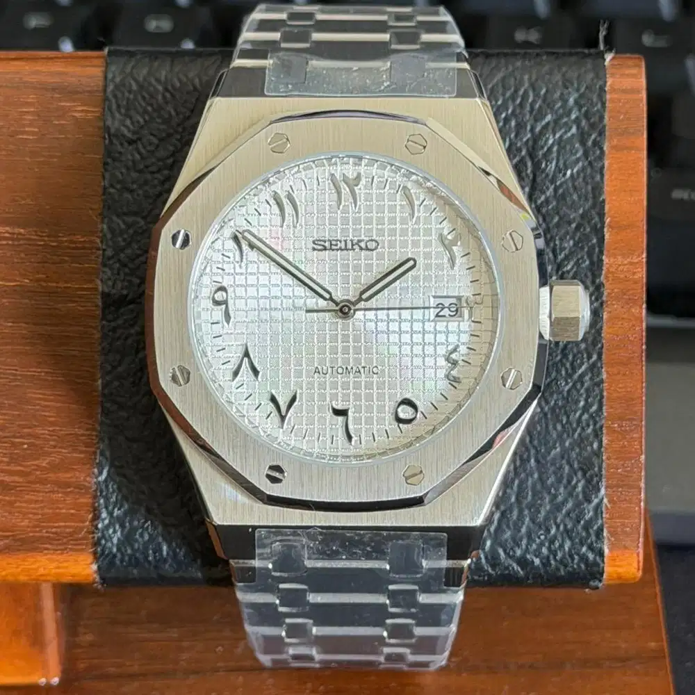 Seiko Custom Royal Oak Silver Arabic NH35 Automatic Jam Mewah Pria