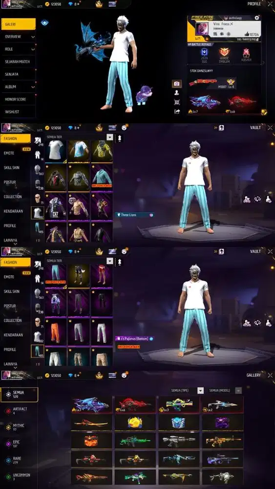 STOK AKUN FF SPEK CEK FOTO AJA SG OPM LOG GOGGLE