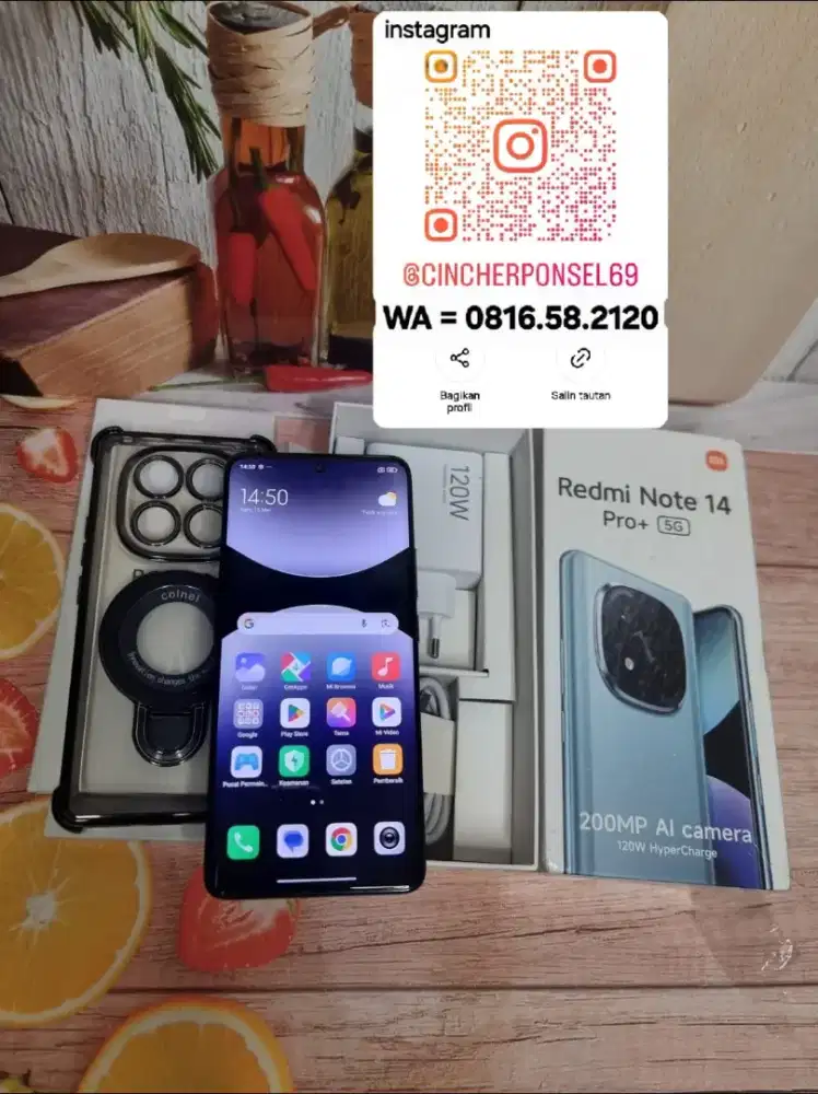 hp REDMI NOTE 14 PRO plus 5G likenew grns 06 27 kesehatan baterai 100%