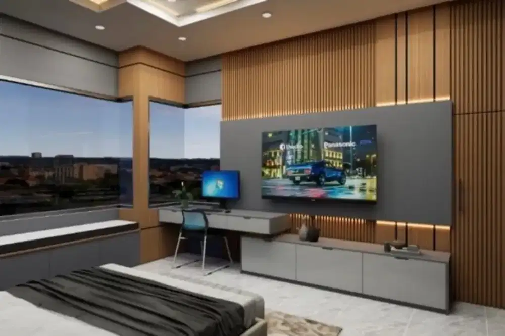 interior desain kitchen set kamar set wardrobe lemari backdrop tv