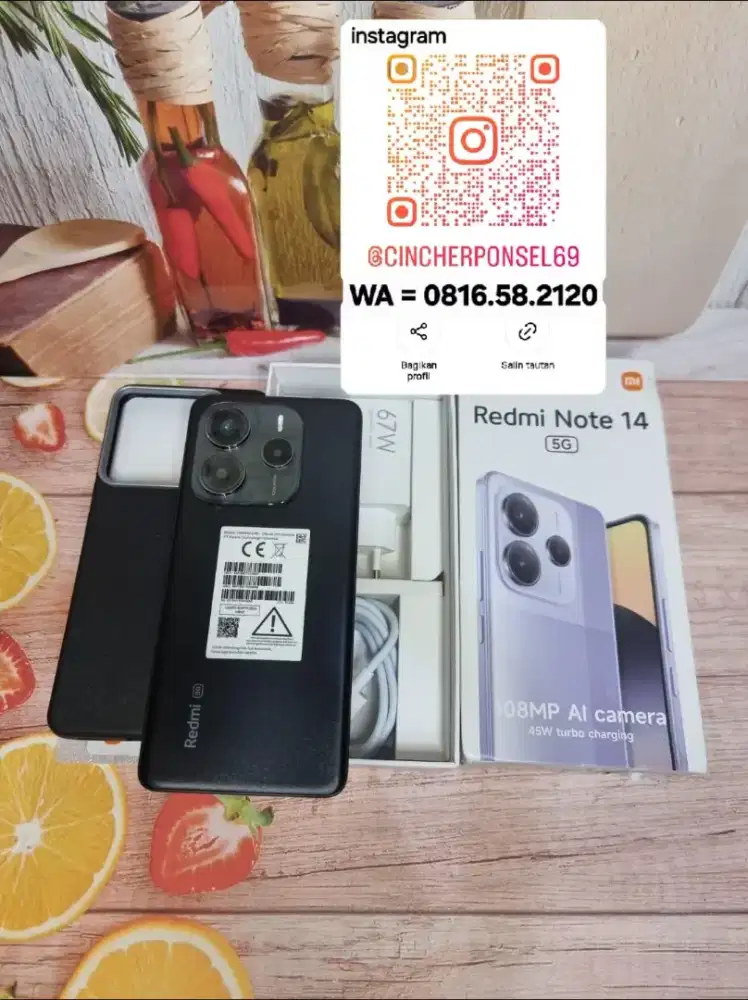 Jual hp bekas REDMI NOTE 14 8/256 5Glikenew istimewa grns 03 27
