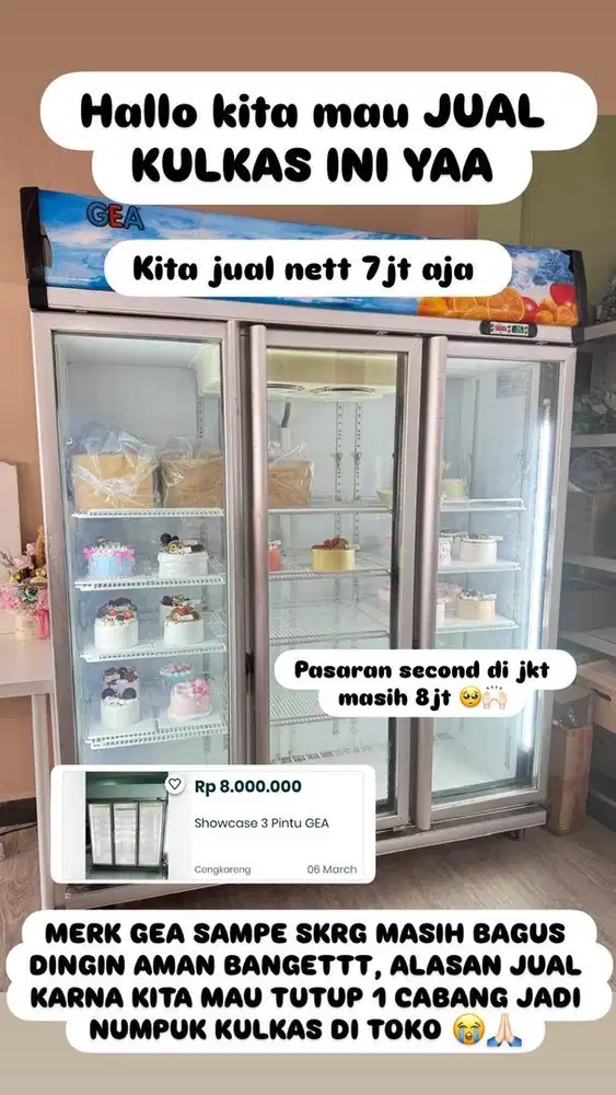 Kulkas showcase GEA 3 pintu