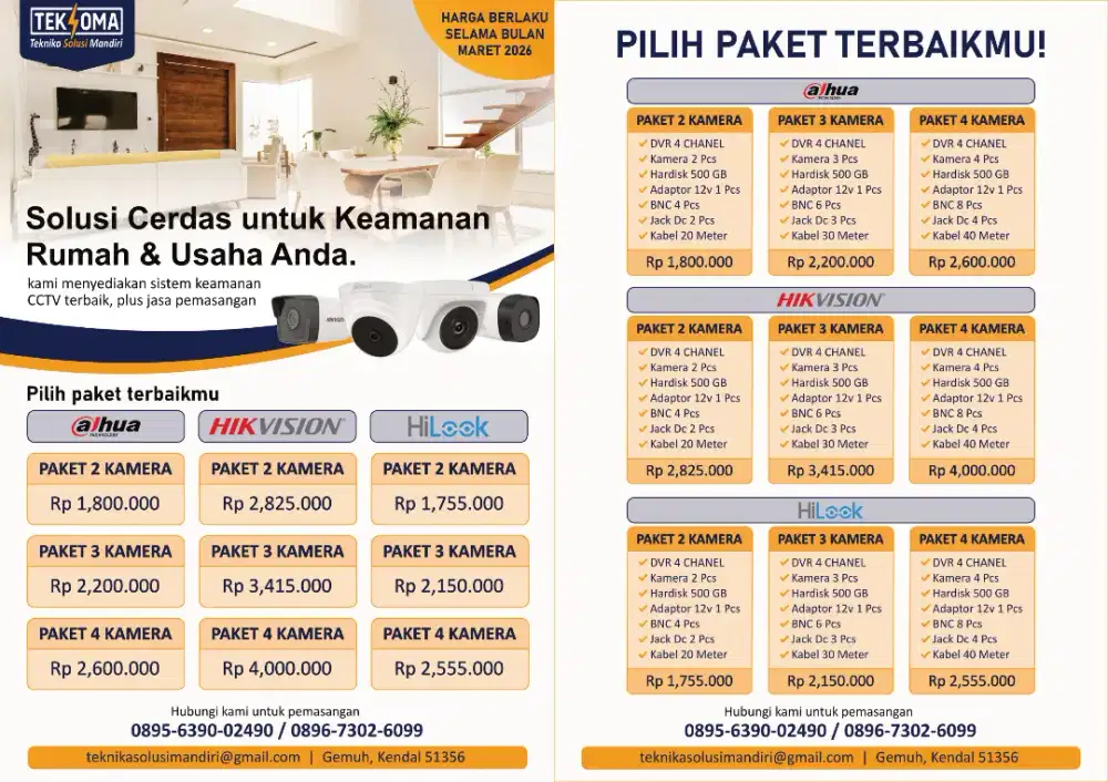 Paket pasang CCTV termurah di kendal area