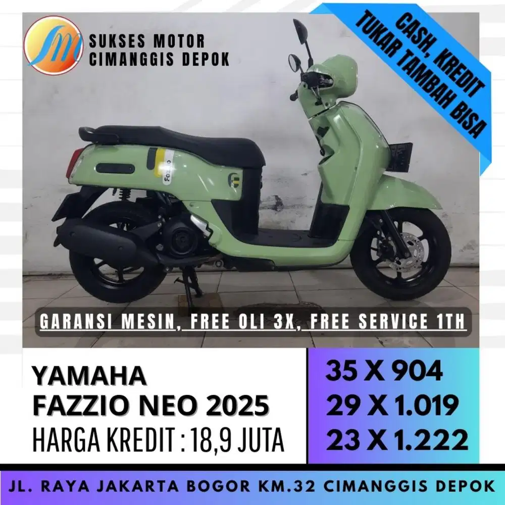 YAMAHA FAZZIO NEO HYBIRD 2025 HIJAU MULUS CASH KREDIT [SUKSES MOTOR]
