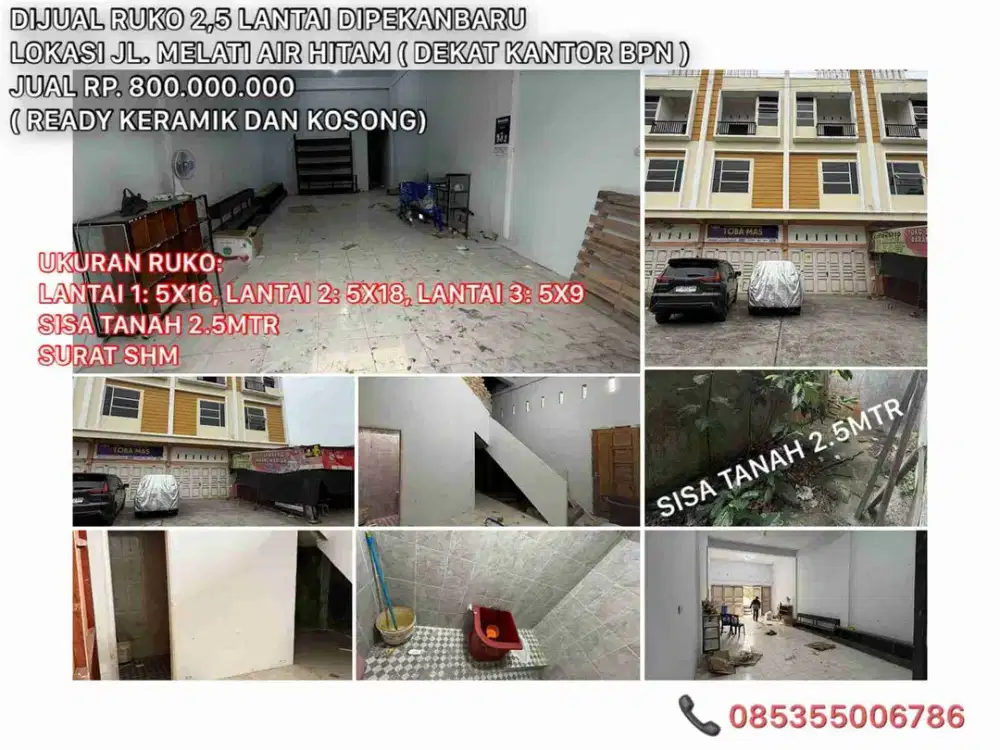 dijual ruko 2,5 lantai jl.melati air hitam