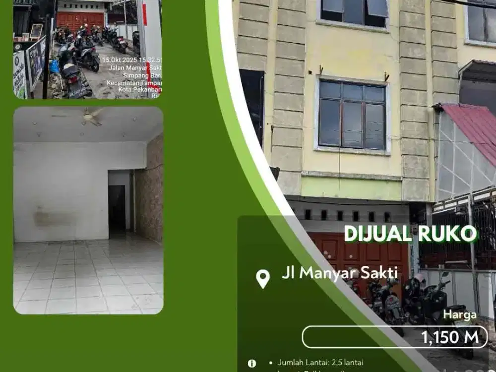Dijual Ruko Jalan Manyar Sakti Pekanbaru Kota Siap Usaha!