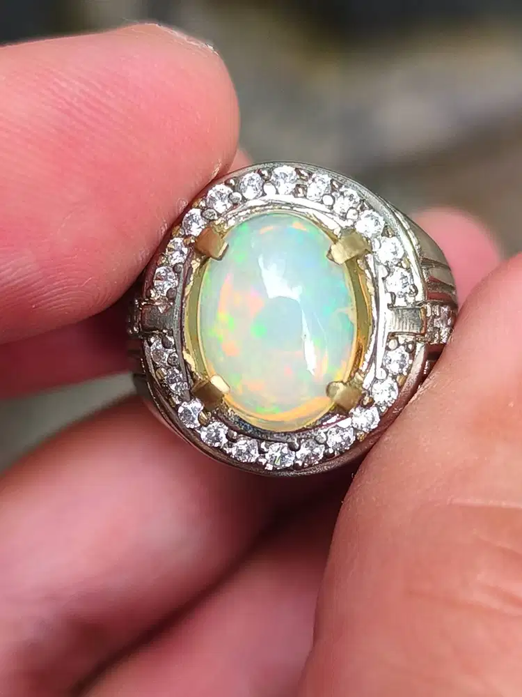 Cincin batu kalimaya Opal Ethiopia 2.17 carat ring alpaka memo SKY LAB