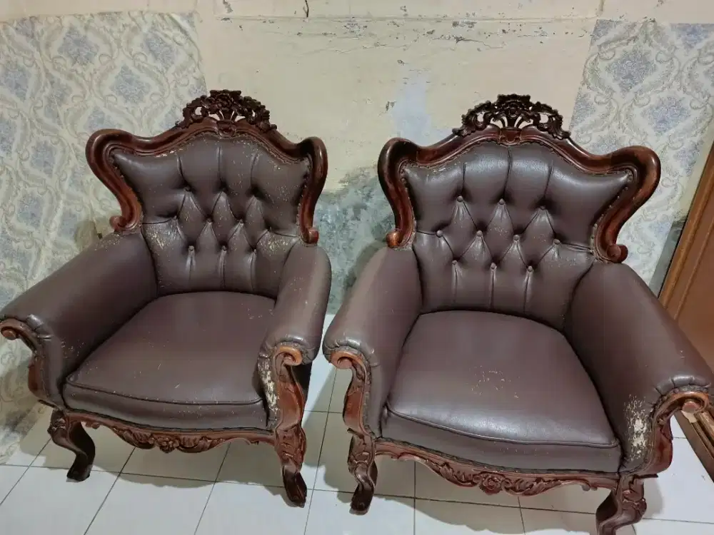 Set bangku/kursi bahan jati asli