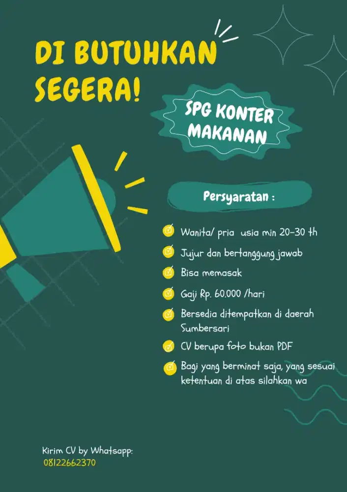Dicari SPG Konter Foodlife