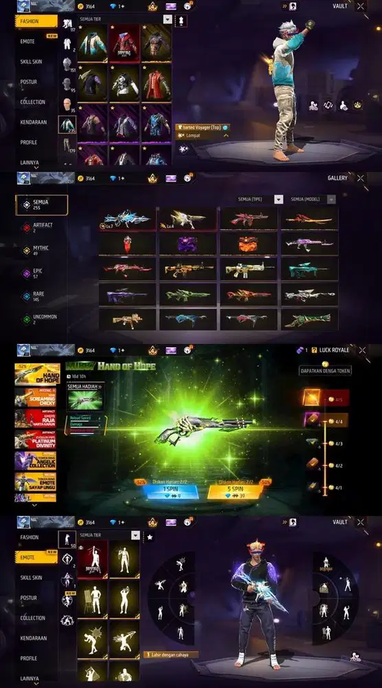 STOK AKUN FF SPEK CEK FOTO AJA SG TEROMPET LOG GOGGLE