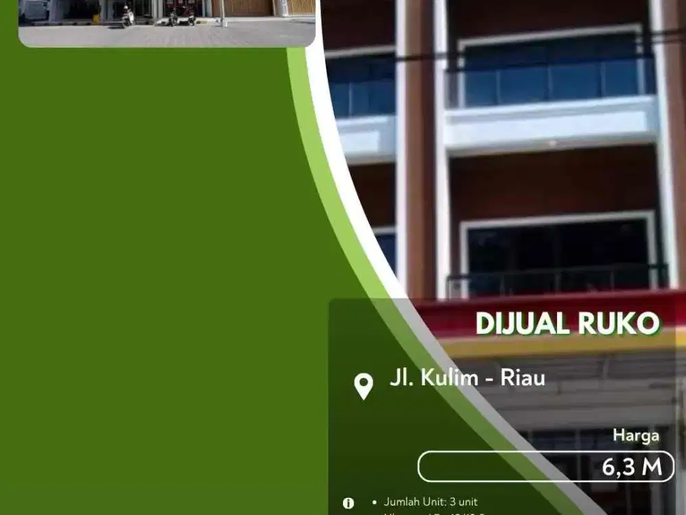 Dijual Ruko 3 Unit Daerah Kulim Pekanbaru Kota Siap Usaha!