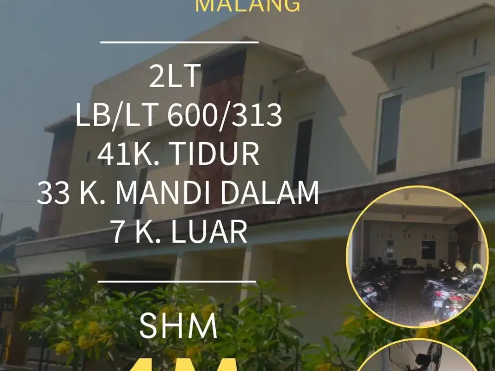 Kos dijual aktif di 41Kamar 33KMDalam Furnished tunggulwulung UB Polinema