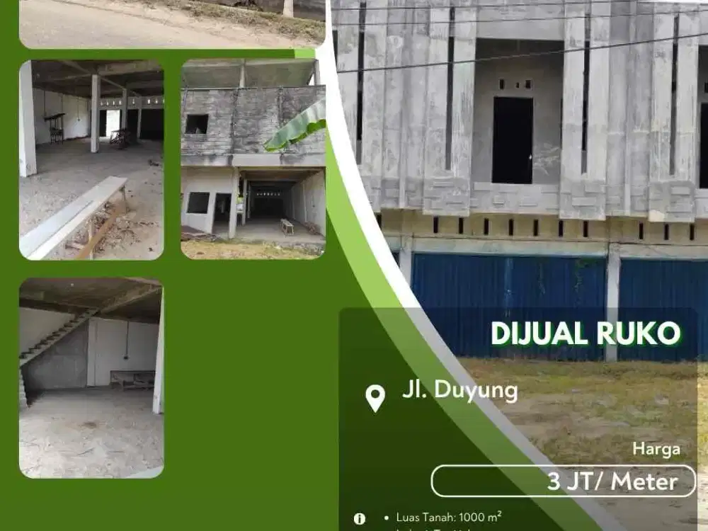 Dijual Tanah Semi Bangunan Ruko Daerah Duyung Pekanbaru Kota!