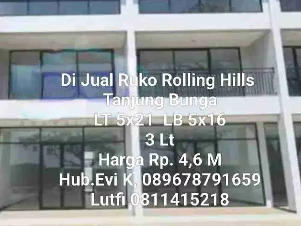 Di Jual Ruko Rolling Hills, Tanjung Bunga