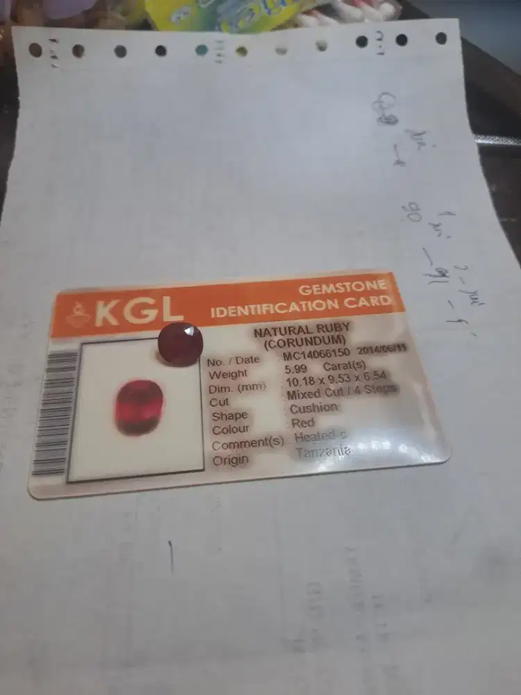 Murah permata ruby asli ada memo 5.9crat warna pengen blood