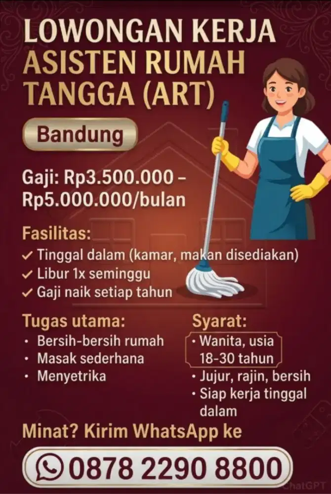 Loker art asisten rumah tangga