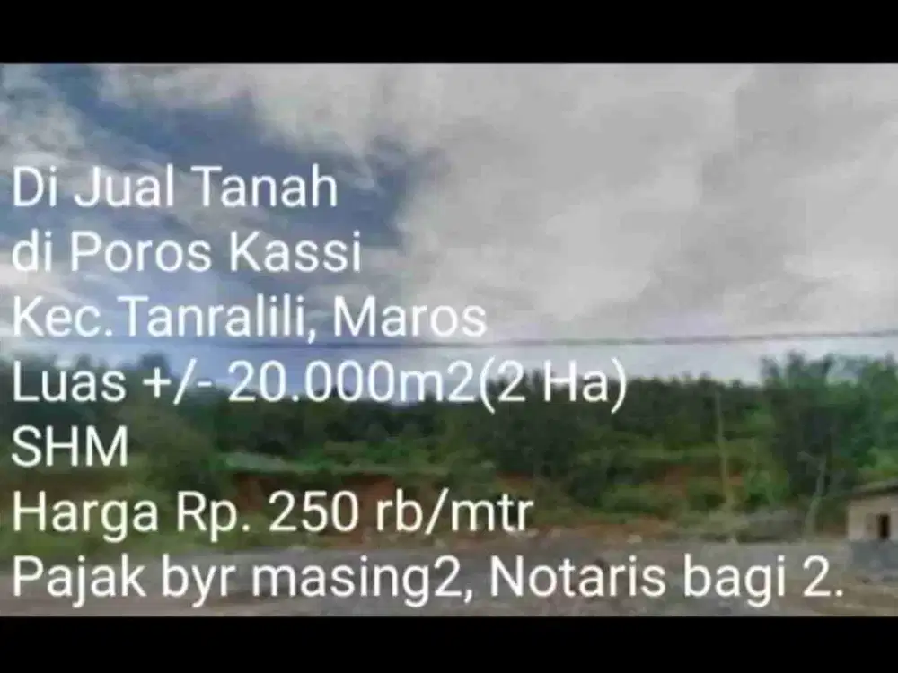 Di Jual Kavling , Jl. Poros Kassi, Kecamatan Tanralili, Maros