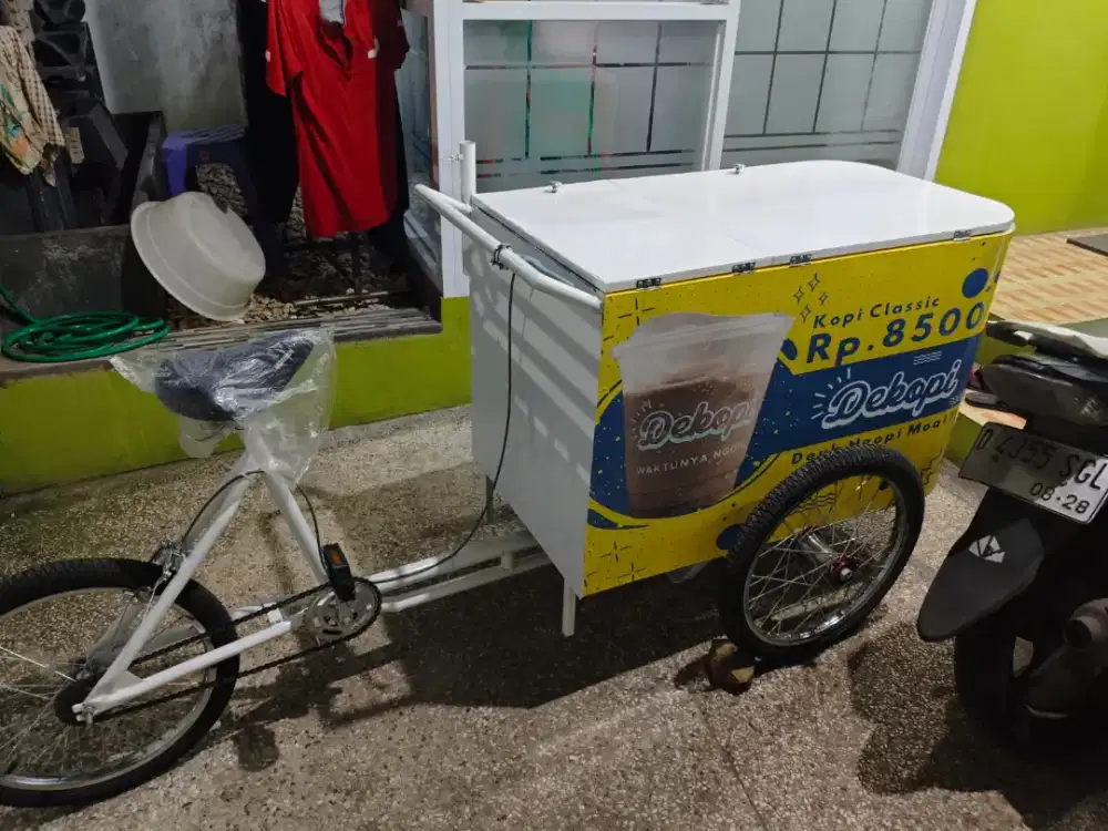 jual gerobak kopi, kopi keliling, lengkap dengan payung