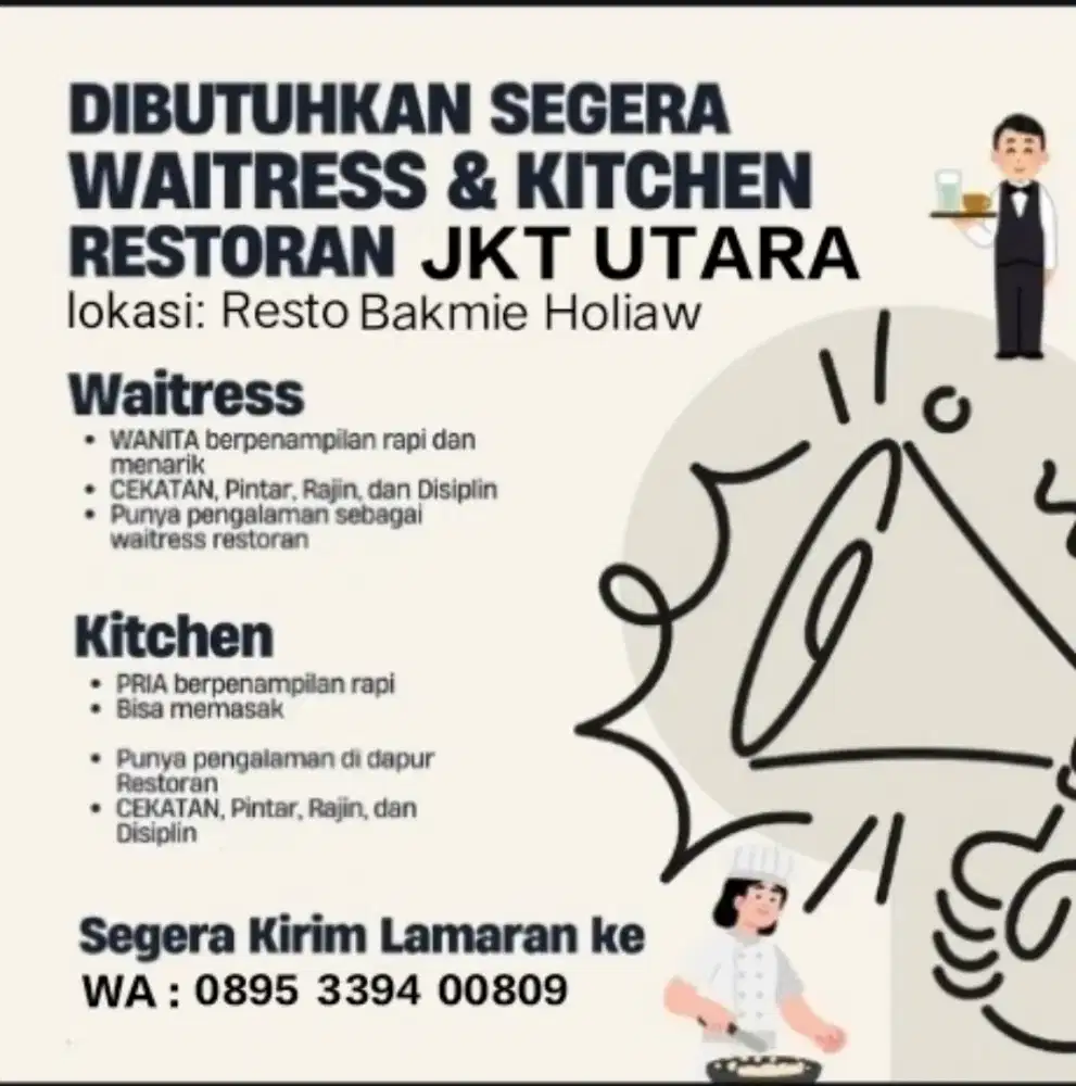 Waiters & KITCHEN CREW