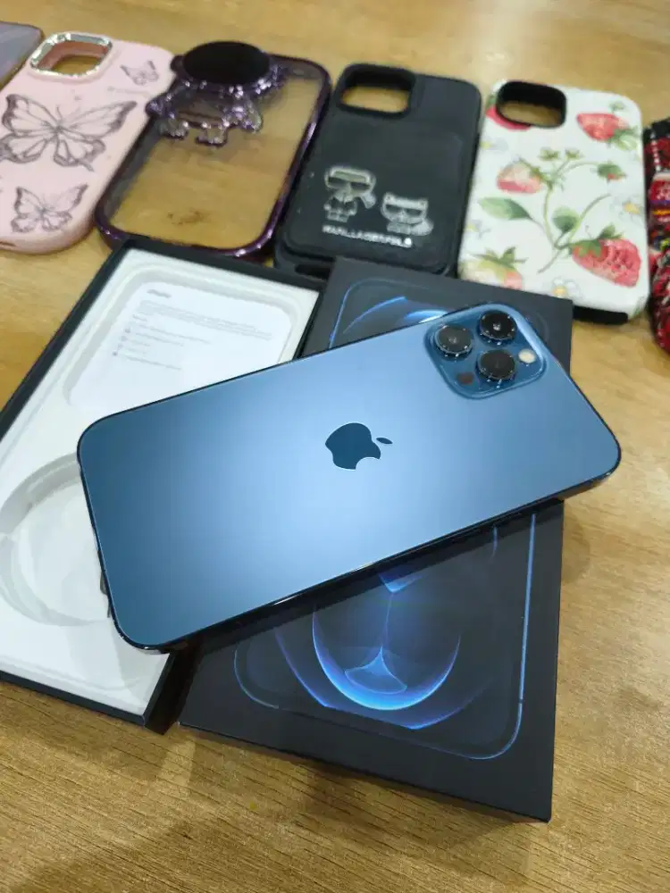 iPhone 12 Pro Max 256Gb Pacific Blue Ex garansi resmi iBox Fullset